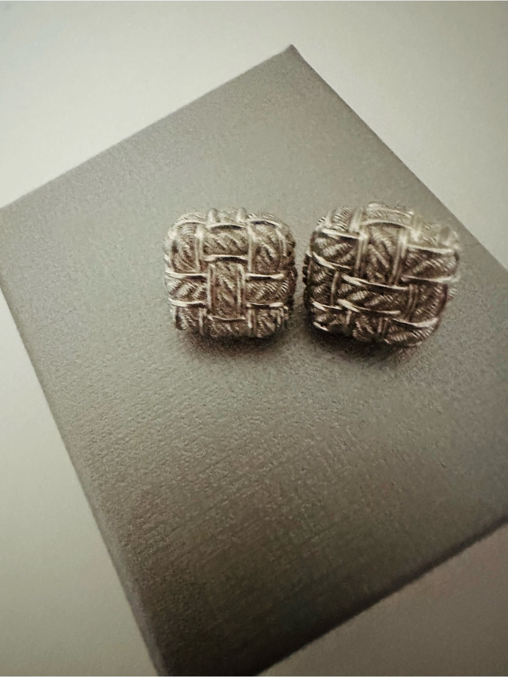 Judith Ripka Silver Woven Knot Stud Earrings